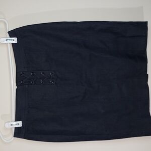 TALBOTS- Dark Stretch Denim Pencil Skirt w Lace Up Front, Size 4 Petite